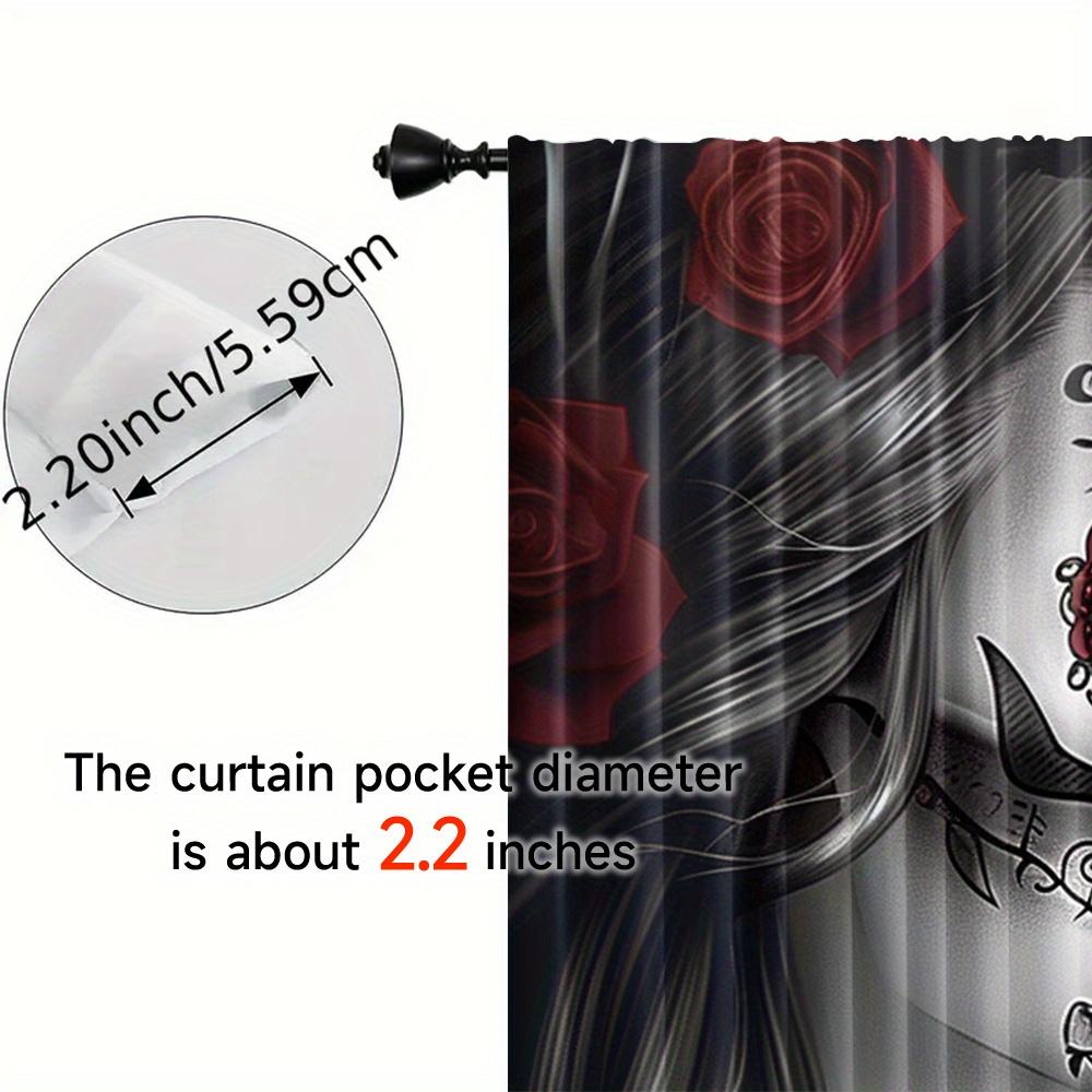 2PC Couple Skull Blackout Curtains - Woven Polyester Rod Pocket Drapes for Bedroom & Study, Modern Halloween Decor
