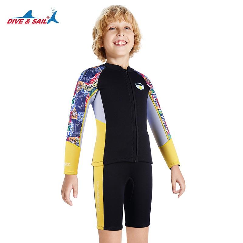 Kids 2.5mm Fullsuit Wetsuit Snorkeling Surfing Swimming Diving Warm Thermal Long Sleeve Neoprene Suit Boys
