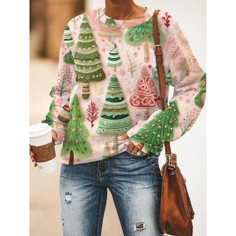 New Christmas Autumn/Winter Printed Round Neck Hoodie For Women