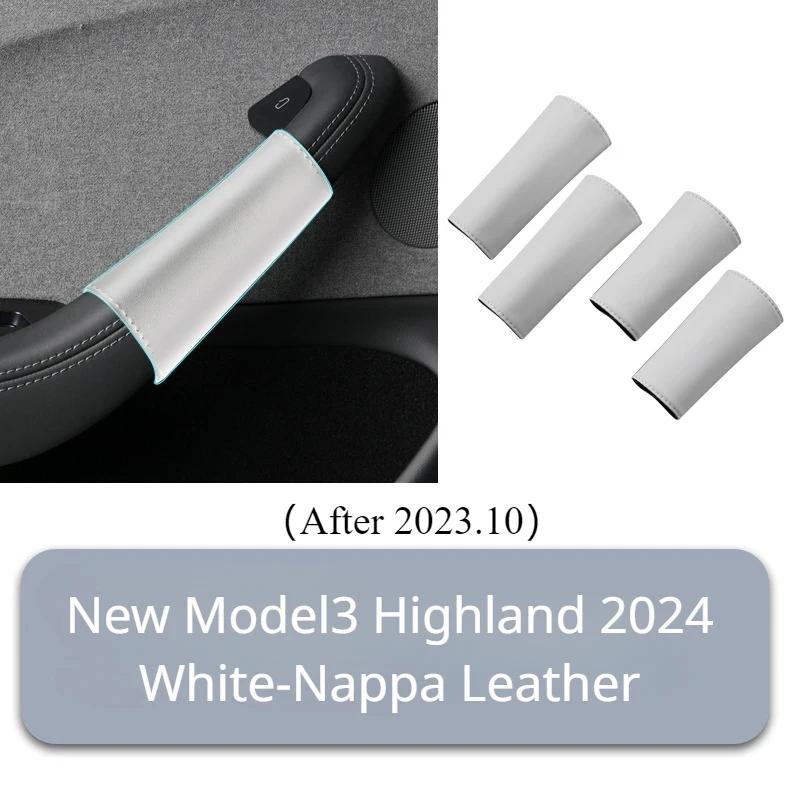 For Tesla Model 3/Y 2025-2025 Leather Protective Case 4PCS Car Door Inner Handle Protector Cover Door Handle Gloves Accessories