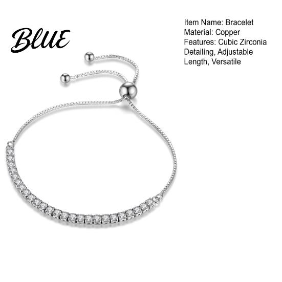 Gold-plated Bracelet Women Cubic Zirconia Detailing Adjustable Length Non-staining Skin