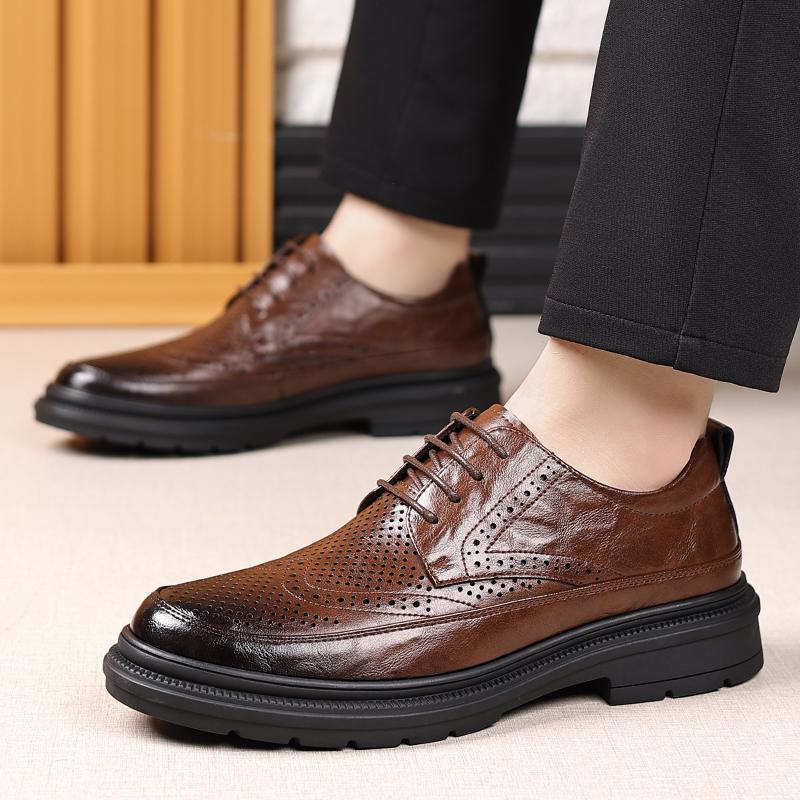 Fashion 2024 Natural Leather Hot Sale Men's Shoes Summer Fashion Trend Comfortable High Quality Thick Bottom Outdoor Brock Man Shoes