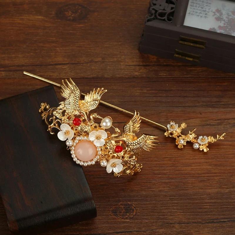 Antique Style Hair Stick Hair Coronet Pin Female Headdress Decors Headband Crown Hair Stick Gorgeous Retro Jewelry Headwear