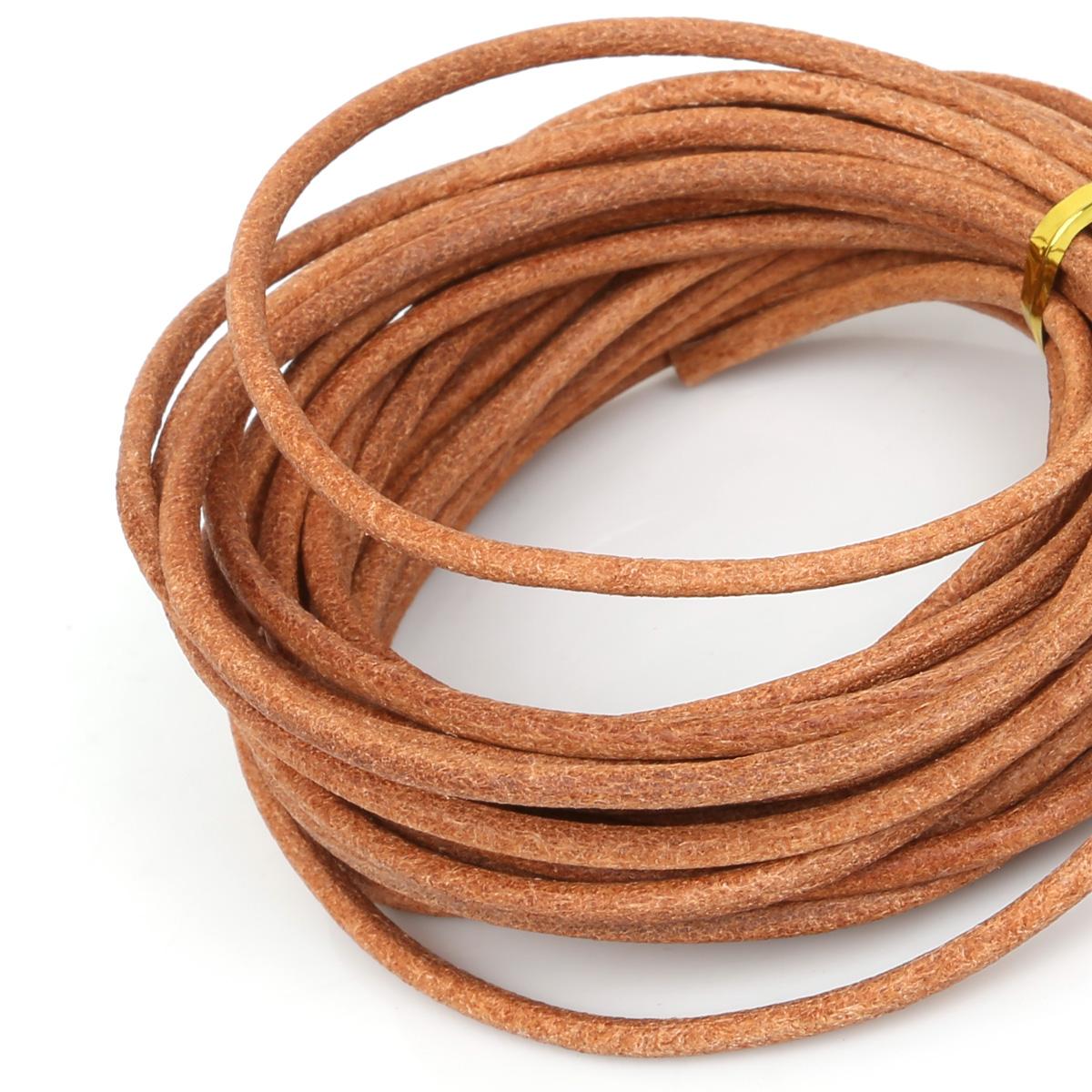 

Натуральная круглая кожаная нить для изготовления браслетов, ювелирных изделий, DIY, шнур, шнур 4mm 3M кофейный