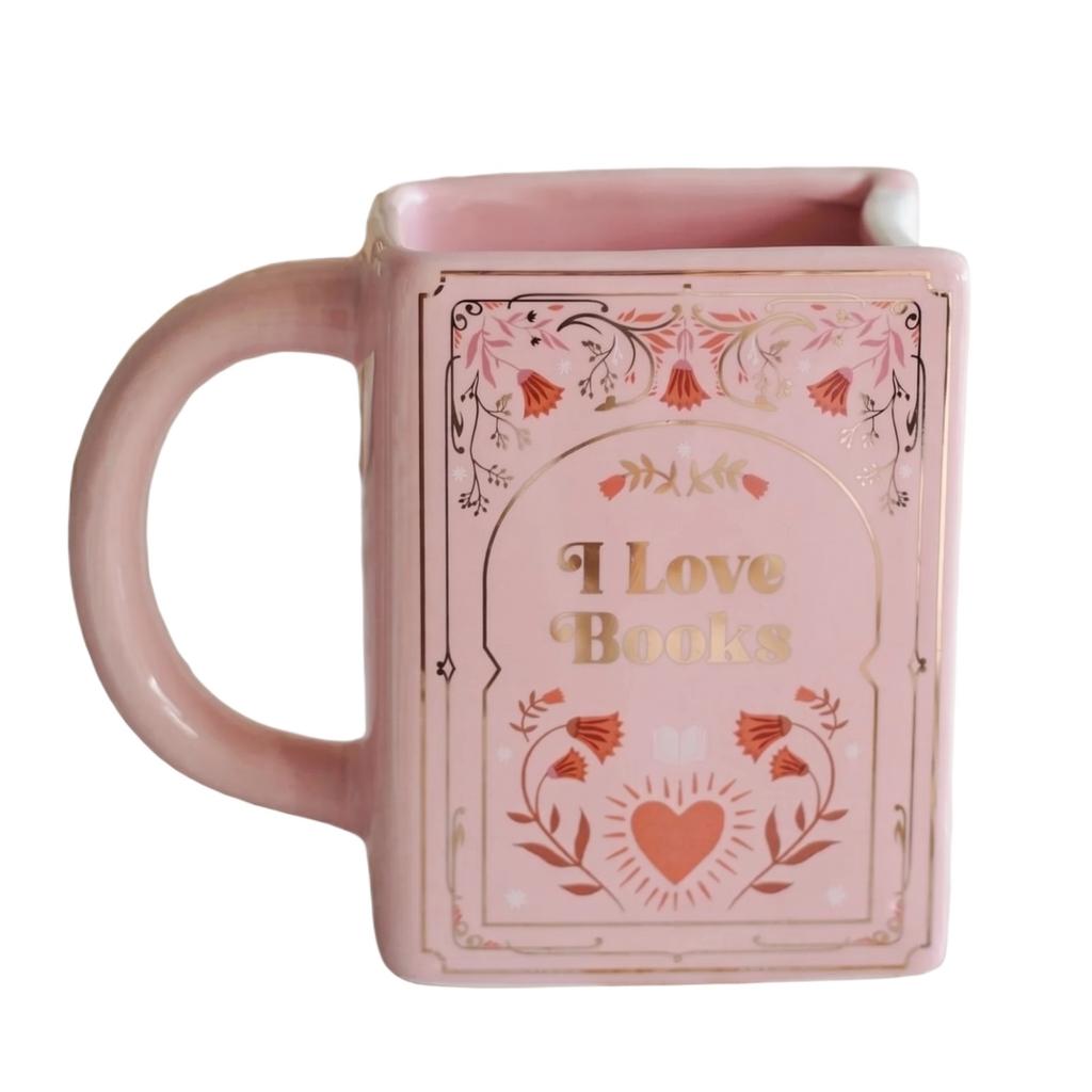 Ceramic Book Shaped Mug with Handle I Love Books Design Novelty Coffee Cup Unique Book Style Ceramic Mug for Home Office Use