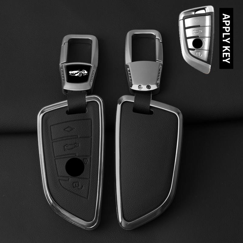 Zinc Alloy Leather Car Key Case For Bmw X1 X3 X5 X6 X7 1 3 5 6 7 Series G20 G30 G11 F15 F16 G01 G02 F48 Protective Accessories