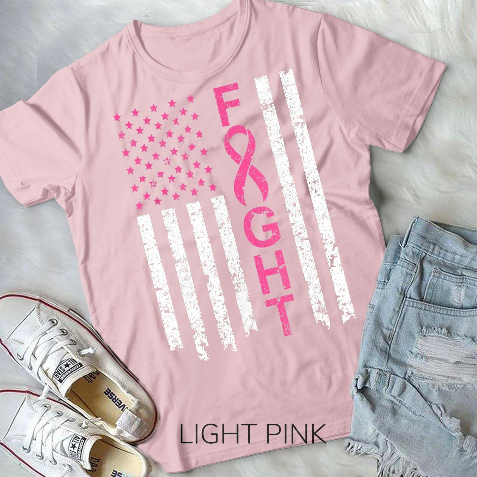 Breast Cancer Awareness T-shirt American Flag Distressed T-shirt Unisex T-shirt S