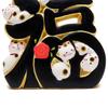 Osaka Choseido Figurine with Auspicious Characters Cute Ceramic Good Luck Includes Original Wooden Tag Maneki-neko (Goroku Nyago) - Charm,
