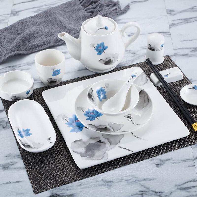 Diruien Ink Lotus Ceramic Tableware Collection