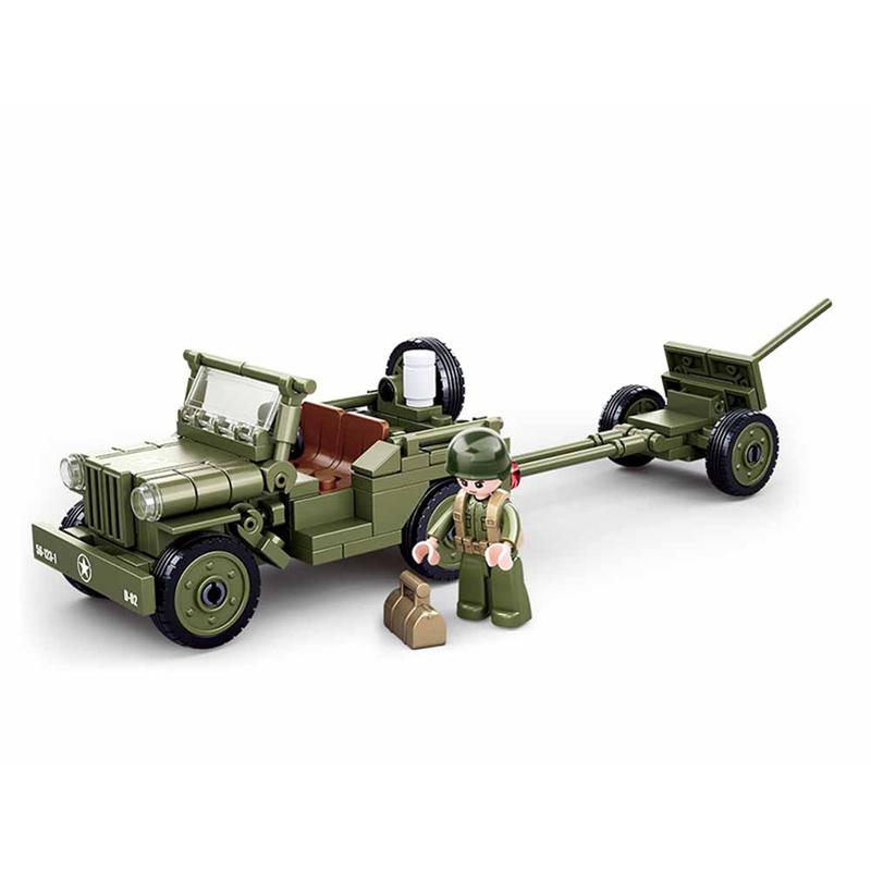 143Pcs Military Vehicle WW2 Normandy Landing WILLYS Car Building Blocks Army Soldier Car Classic Model Bricks Set Kids DIY Toys No Box