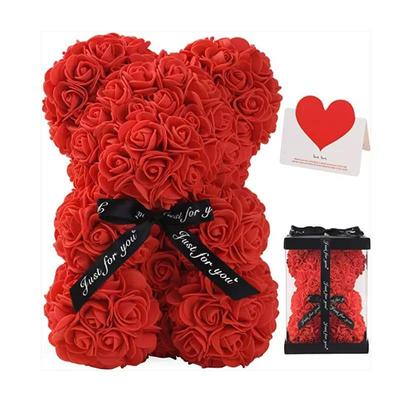 Miś z piankowych róż 25 cm w pudełku prezentowym z PVC - Idealny na Dzień Matki, Festiwal Qixi i Walentynki