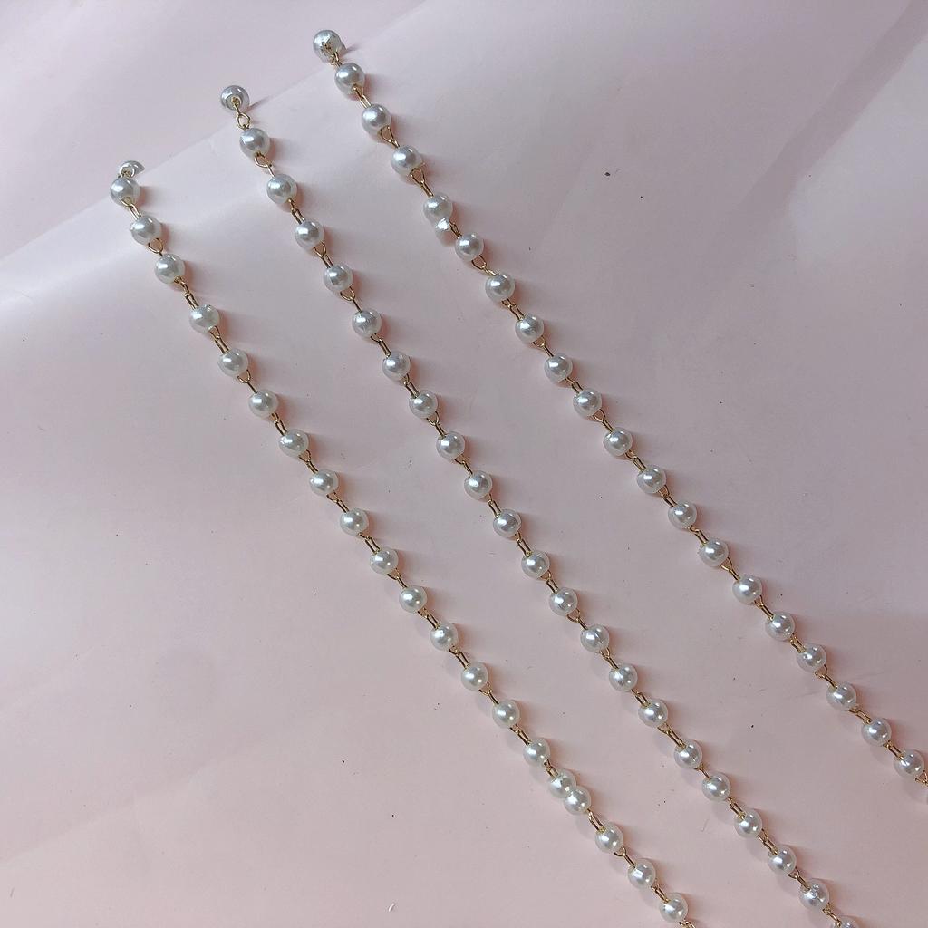 1meter 3-8mm Black Imitation Pearl Beaded Chain DIY Copper Necklace Chains Accessories for Jewelry Making Components Handmade
