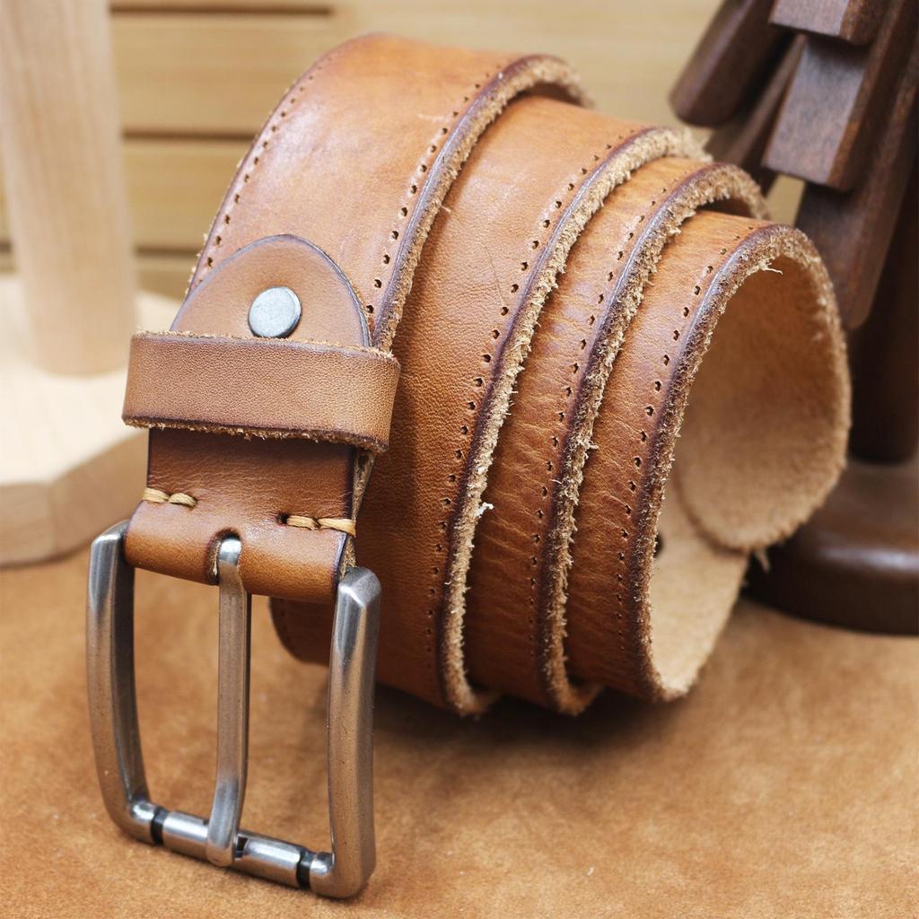 Men's Retro Genuine Leather Belt with Pin Buckle