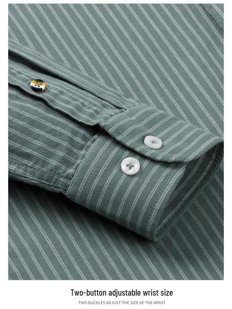 Pánská bavlněná oxfordská košile s pruhy na podzim/zimu - Ležérní, prodyšná, s dlouhým rukávem, nemačkavá.