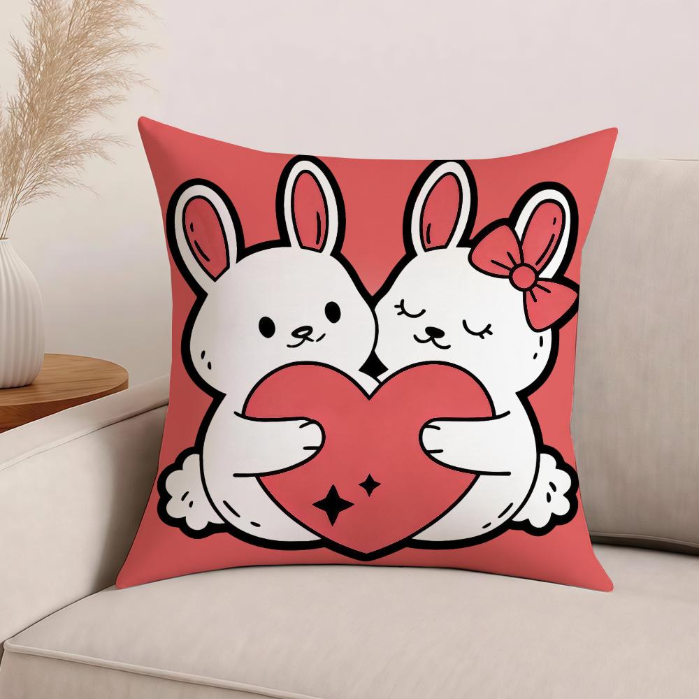 Cartoon Animal Heart Lovers Valentine's Day Pillow Case Office Cushions Suitable For Sofa Car Bedroom Decorative Cushion Cover