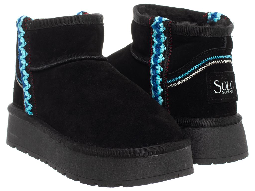 Women' Leather Ankle Boots - Solo Soprani Couture Scw421P20/01 - Hota Suede Trimming Black 40