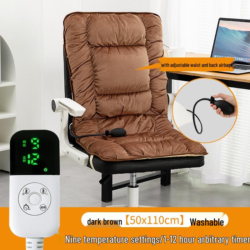 Heated Office Chair Cushion with Backrest - Electric Warming Pad for Autumn and Winter