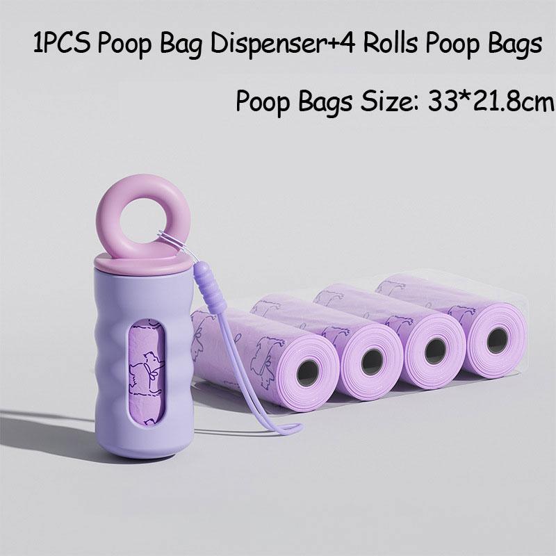 Portable Dog Poop Bag Dispenser with Hanging Rope Screw-on Lid Dogs Cats Waste Bag Box for Outdoor Activities Pets Accessories