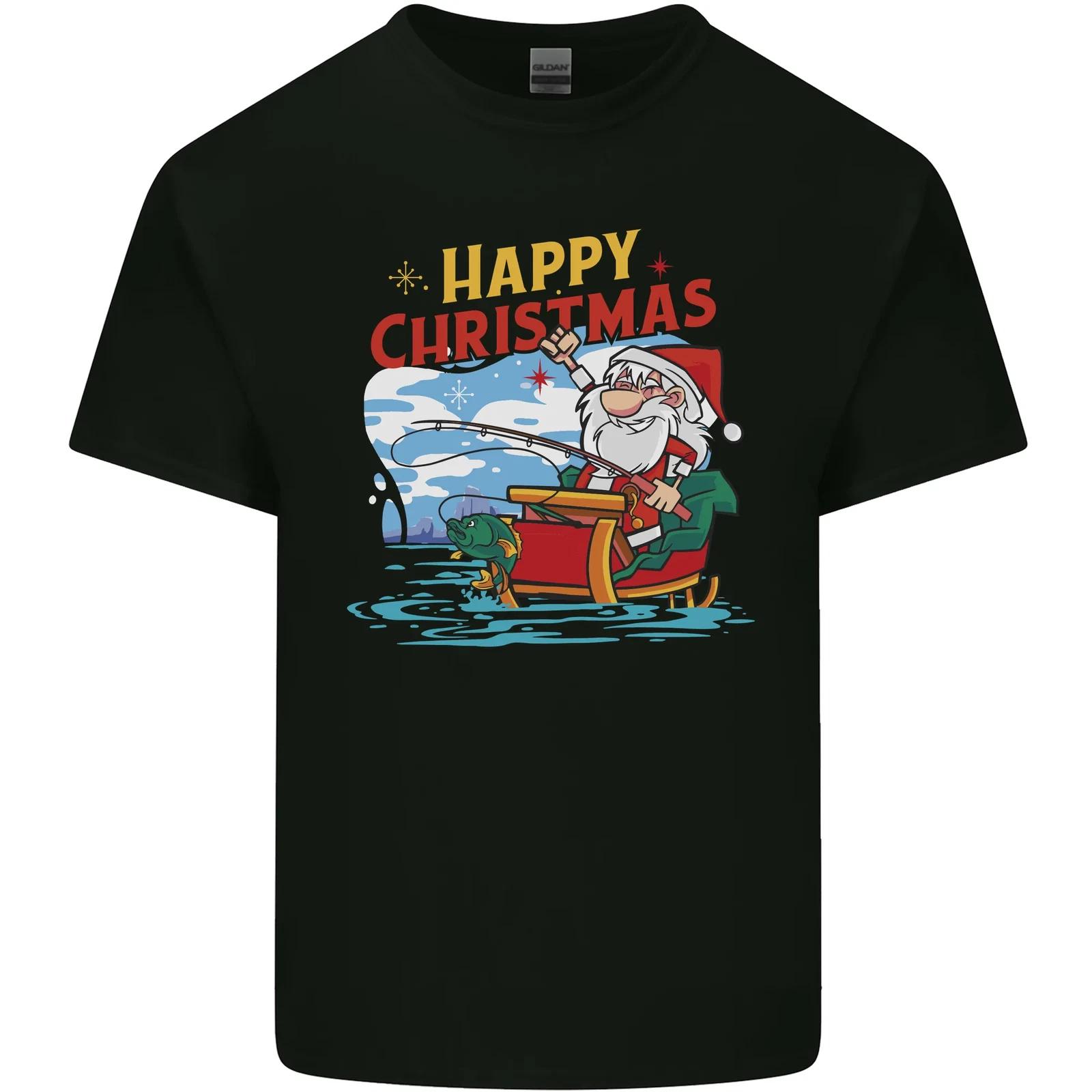 

Santa Clause Fishing Funny Christmas Kids T-Shirt Childrens M