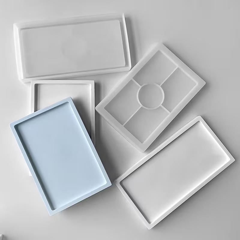Stampo per vassoio rettangolare multiuso riutilizzabile fai-da-te, confezione da 3, adatto per ceramica, cemento, resina e altri stampi