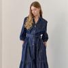 Denim Belted Tiered Long Dress Ze09qp501nh