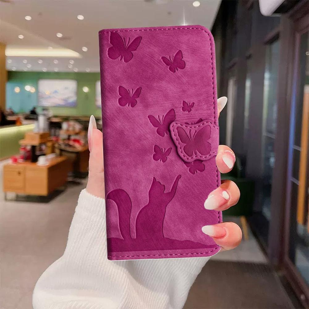 Wallet Flip Cover Butterfly Cat Case For iPhone 17 Air 16 15 14 13 12 11 Pro X XS XR Max 8 7 Plus Magnetic Leather Phone Cases