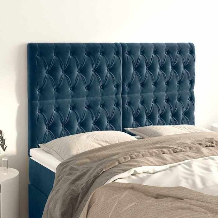 Maison Exclusive - Tête de lit Bleu foncé 144 x 7 x 118/128 cm Velours
