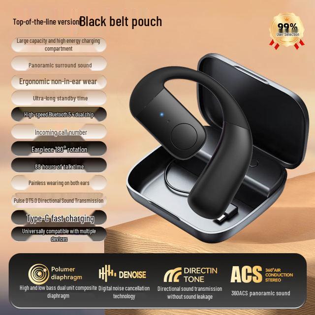 In-Ear Bone Conduction Wireless Bluetooth Headphones: Sweatproof, Ultra-Long Battery, for Running & Sports, Compatible with Apple & Android.