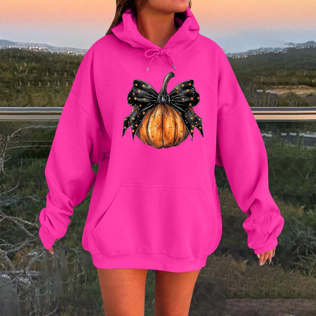 Women's Long-sleeved  Oversized Dropped Shoulder Sleeves Women's Hooded Halloween Print Plush Sweatshirt