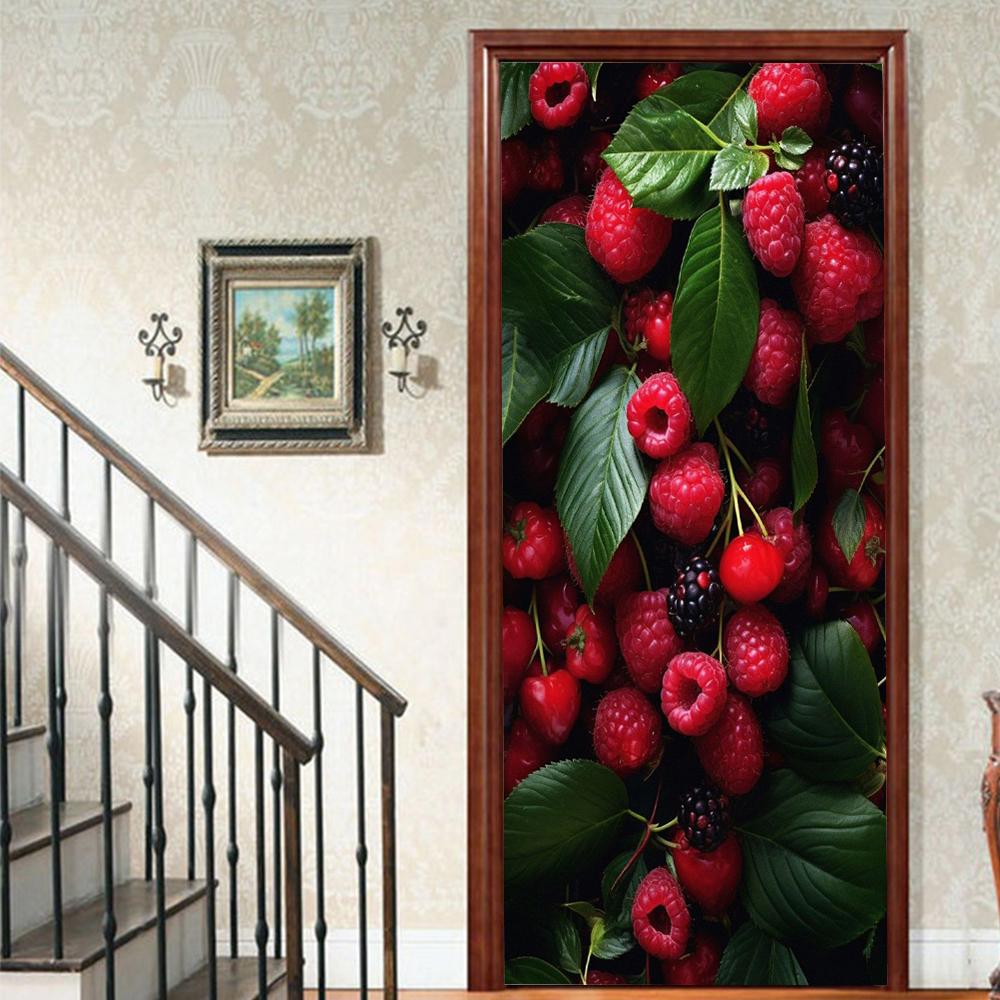 1 Stück Blühender Bambus Vinyl Türsticker Für Schlafzimmer Heimdeko Selbstklebend Abnehmbares Wandtattoo Türrenovierung Wasserdichtes Poster