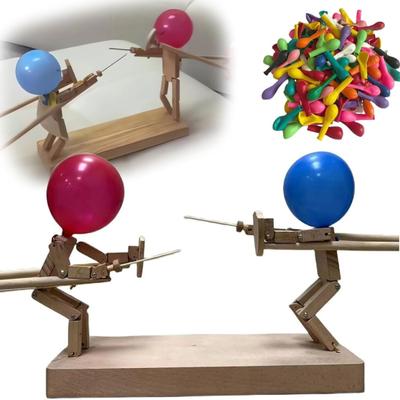 1 Set Kampfspielzeug Handgefertigte Holzzaunpuppen Ballonkampf Partyspiel Eltern-Kind-Interaktion Ballonroboter Kampfspielzeug