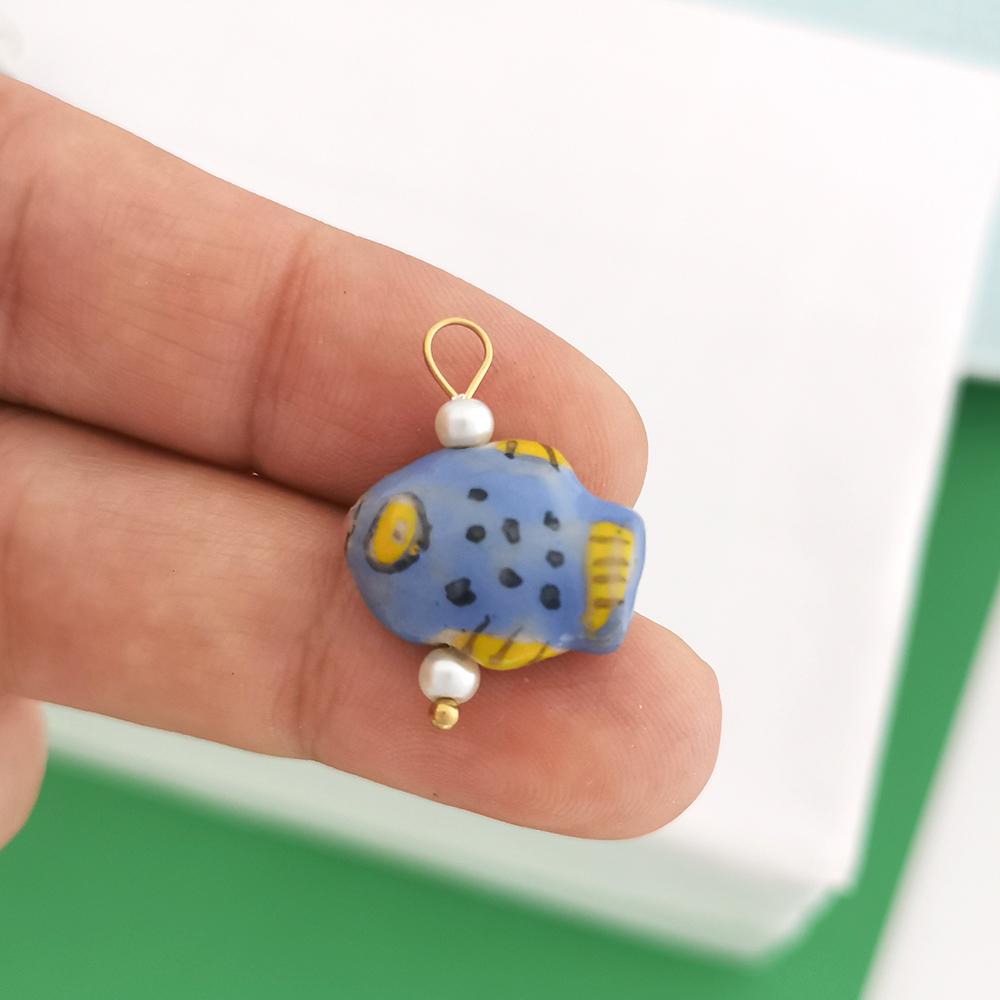 1 stk Keramik Vedhæng Sneglehus Charme Fisk Skal Søstjerne Delfin Rustfrit Stål PVD Guld til Halskæde Armbånd