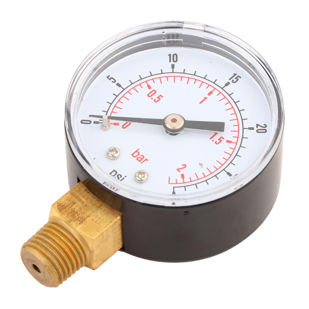 Pressure Gauge 50mm 1Celsius4 BSPT Brass Thread for Fuel   Oil Gas Water (0-15PSI 0-1Bar)