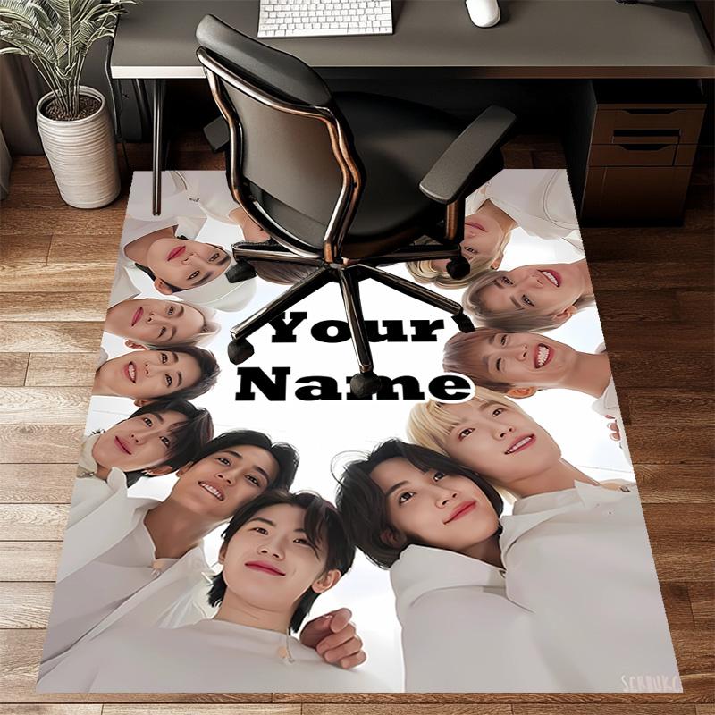 Custom Kpop Team Mat Personalized Name, Polyester Washable Indoor Entryway Rug, Gift for Christmas, Easter, Thanksgiving Day