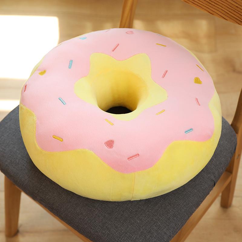 Dekorace Donut Plyšový polštář jako skutečný Fantastický prsten ve tvaru potravinového plyše Měkký kreativní sedák Polštář pod hlavu Vánoční dárek