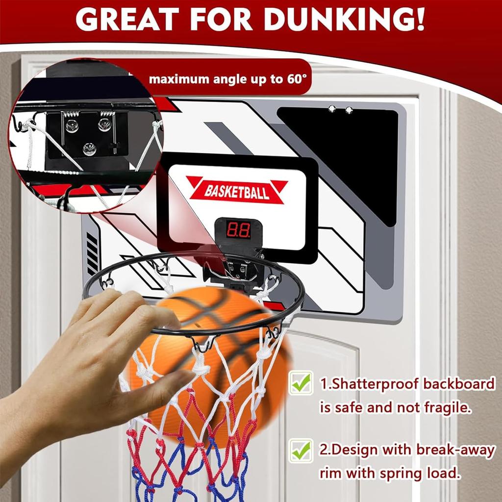 Basketball Hoop Indoor  Mini Basketball Hoop with Electronic Scoreboard Basketball Toys