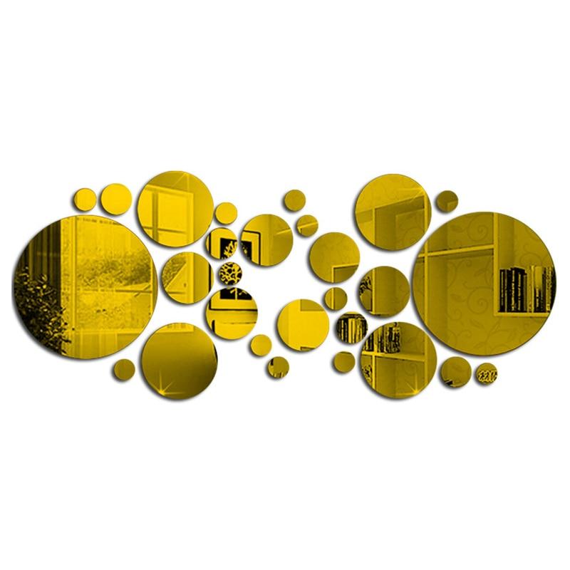 26 PCs 3D Acrylic Mirror Wall Sticker, Round Mirror, DIY Bedroom, Bathroom and TV Background Room Sticker Wall Decoration