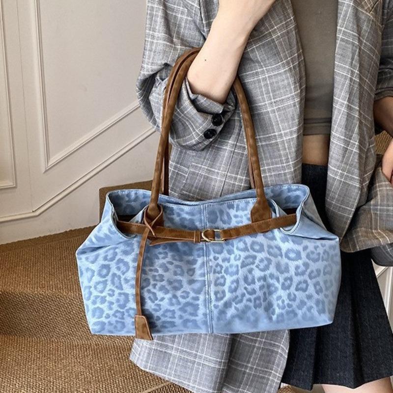 Retro leopard print tote bag women's autumn and winter new fashion versatile handbag high-end single shoulder armpit bag