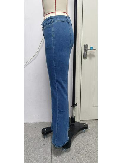 Women's High-Waisted Patchwork Flared Stretch Jeans - Spring/Autumn