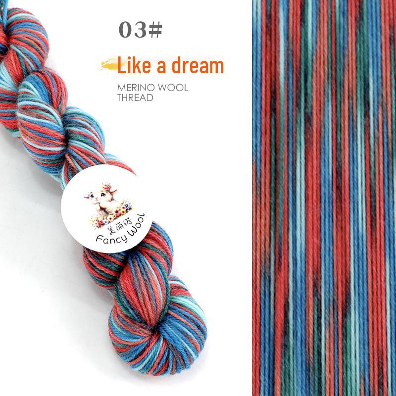 Hand-Dyed Variegated Wool Yarn: Ideal for DIY Knitting, Medium-Thickness Cotton, and Wool Blend for Hats and Scarves