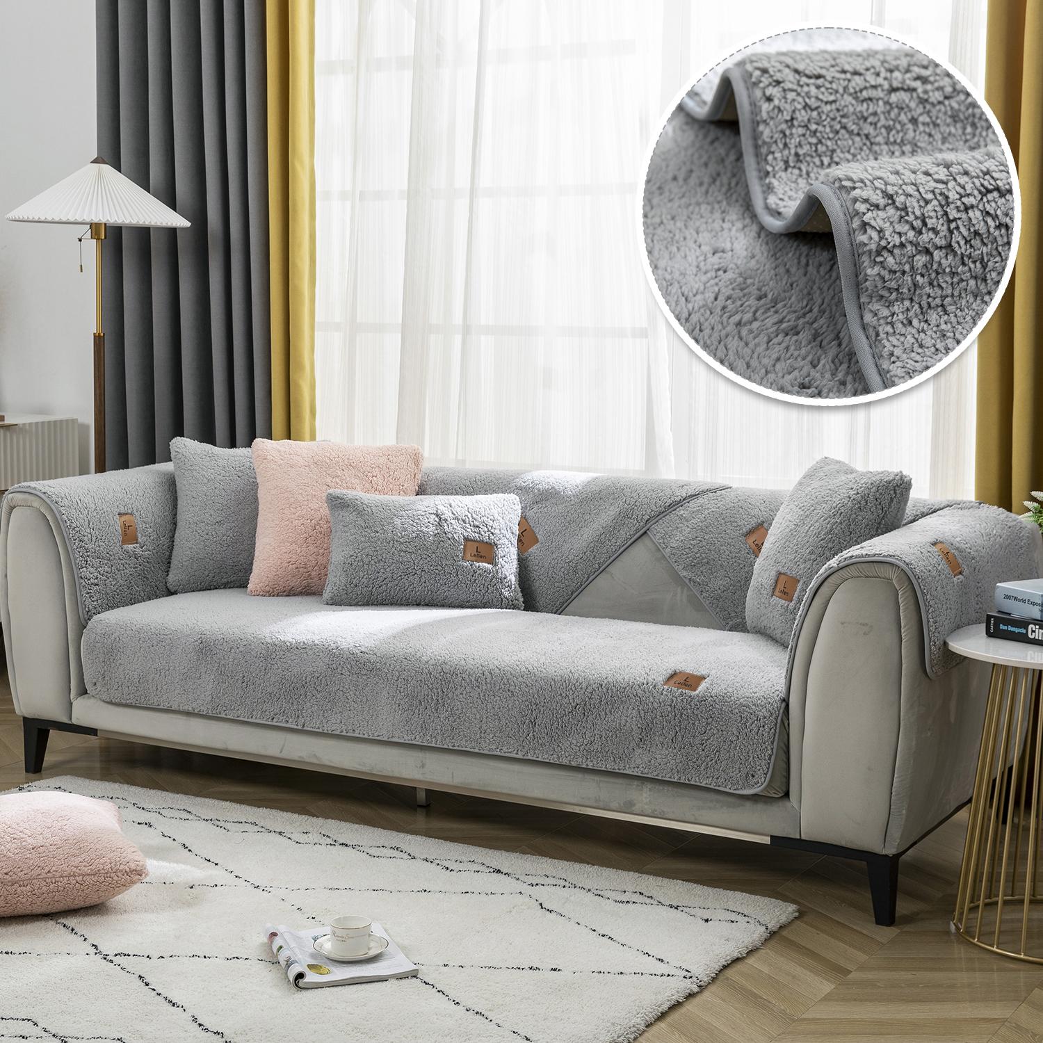 

Утолщенная плюшевая подушка для дивана, зимний теплый диванный коврик для гостиной, декоративный угловой нескользящий чехол для дивана, полотенце для спины, секционный диванный коврик 70x70