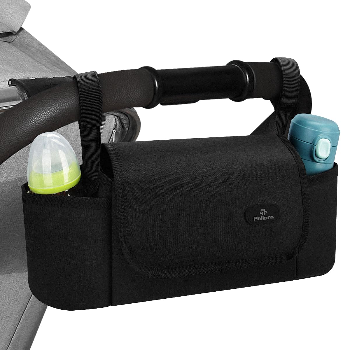 

Philorn Stroller Bag - 2-Way Stroller Bag (Stroller Bag, Handbag, Shoulder Bag) - Foldable, Large Capacity, Water-Repellent, Drink Holder, Diaper Pouc