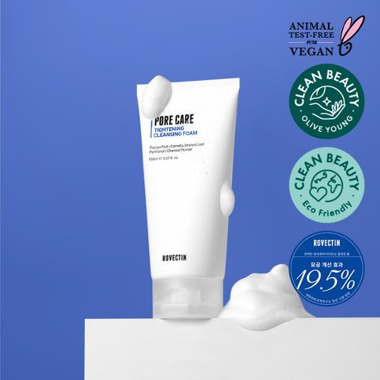 [19,56 % de réduction des pores] Rovectin Pore Care Mousse Nettoyante Raffermissante 150 ml, nettoyage coréen