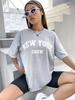 Hirsionsan Oversized T-Shirt mit Buchstaben-Grafik für Damen Sommer 2026 Weiches O-Ausschnitt Kurzarm-T-Shirts Damen Lässig Locker Higt Street Oberteil