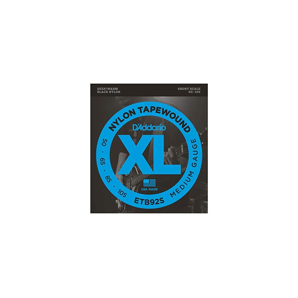DADDARIO ETB92S Black Nylon Tapewound Bass Strings, Medium 50-105, Short