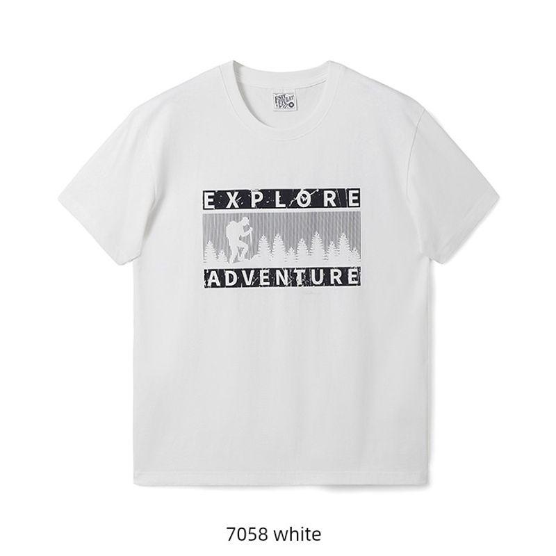 American Retro Pure Cotton Distressed Printed Short-Sleeve T-Shirt for Men, Summer Trendy Brand Base Shirt, Export Men's Clothing, All-Cotton Tee