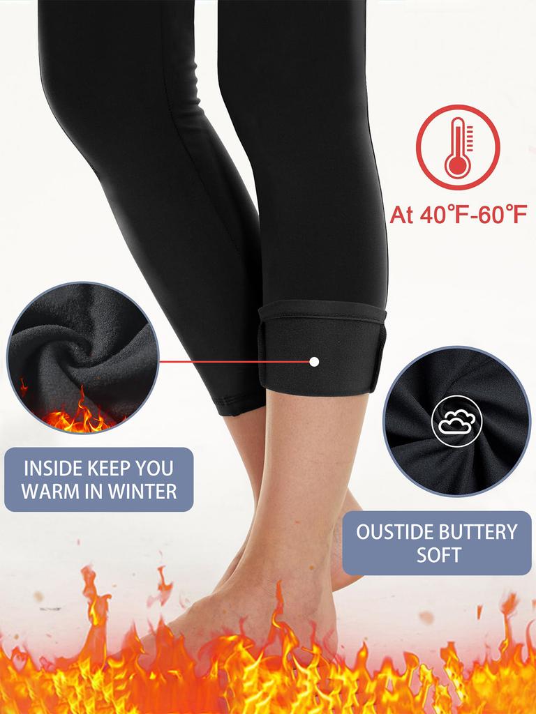 Pocketed Autumn and Winter Fleece-lined Leggings for Women Autumn and Winter High-waisted Outerwear Fitness Yoga Pants