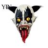 Evil Character Cosplay Headgear Halloween Horror Clown Mask with Long Tongue, Latex Scary Breathable Masquerade Gear Creepy Costume Prop for Parties,
