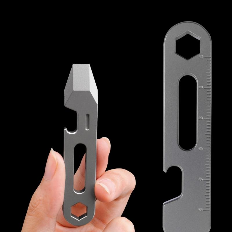 Compactly Titaniums Camping Tool Keychain Screwdriver Bottle Opener Multifunctional Ruler Portable Outdoor Accessory