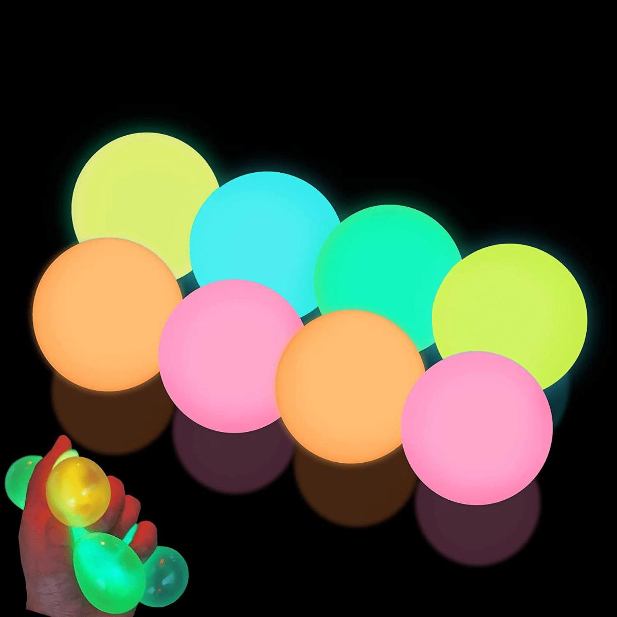

4Pcs Glow-in-the-Dark Sticky Wall Balls, Soft Squishy Stress Relief Toy